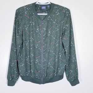 SOHO Jeans Green Floral Bomber Jacket, Size S